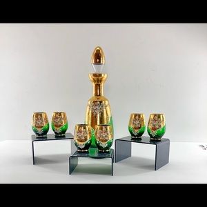 Moser Bohemian Glass Decanter Set.